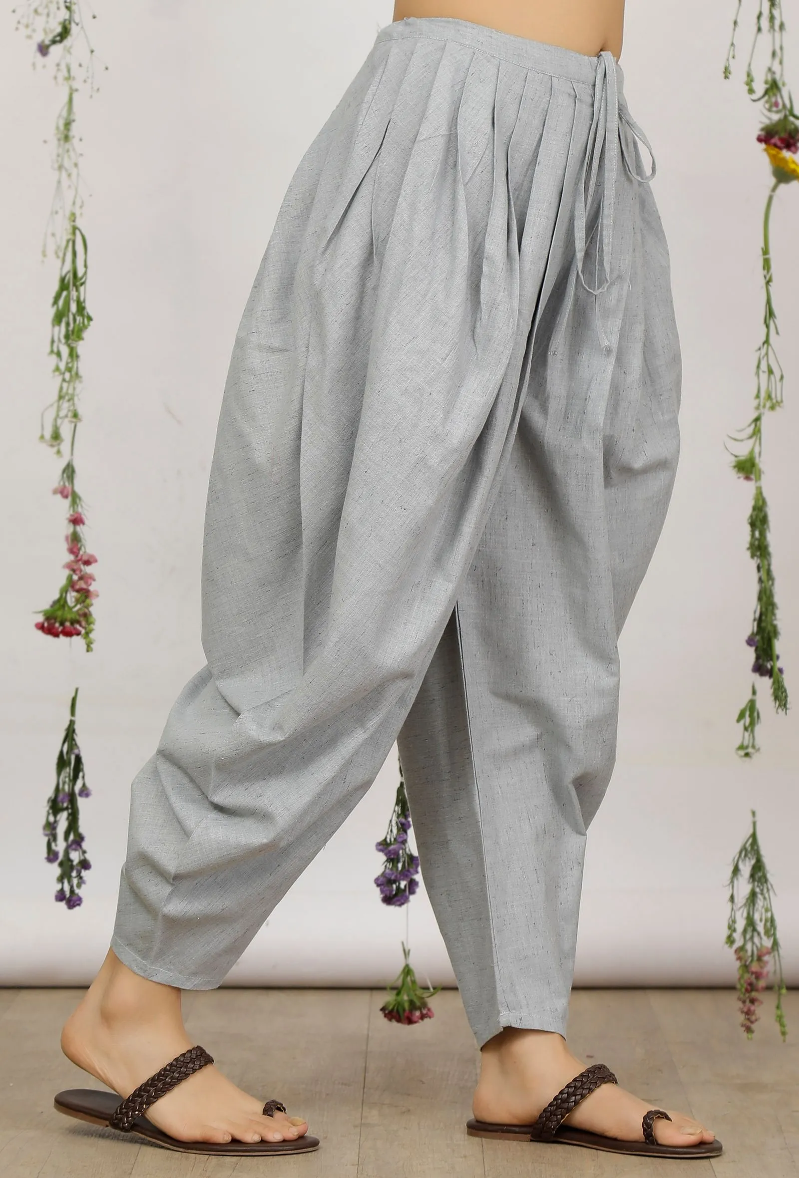 Powder Blue Cotton Khadi Dhoti Pants