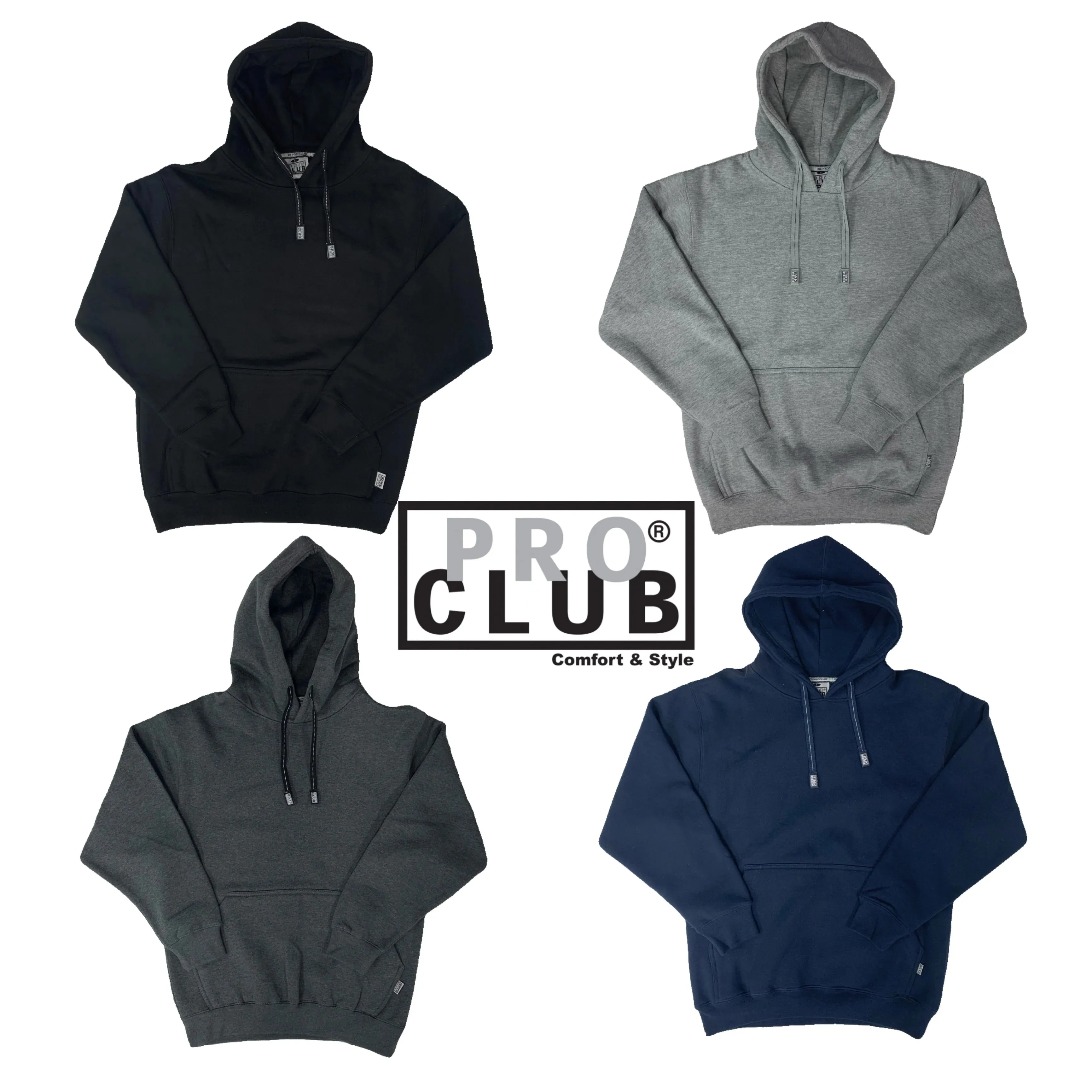 Pro Club Heavyweight Fleece Pull Over Hoodie Sweater - Charcoal Grey