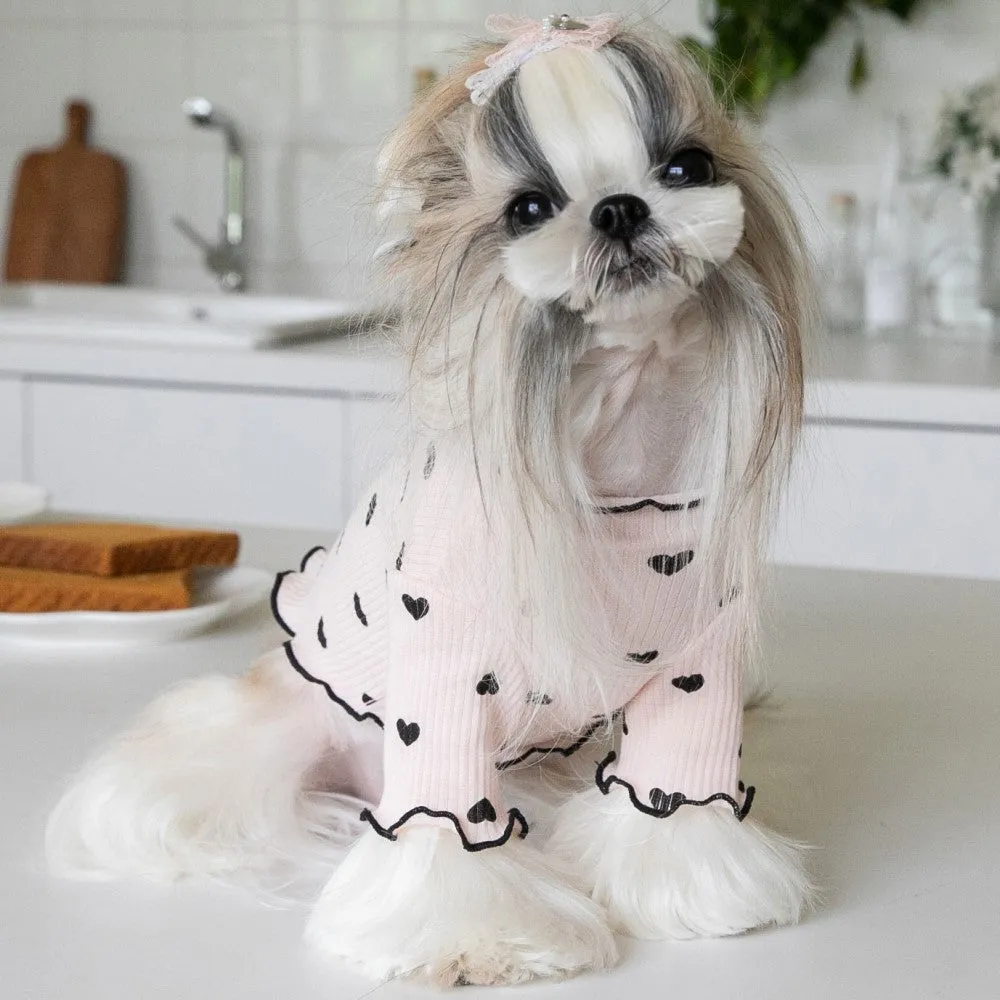 Ruffle Edge Heart Pet Sweater