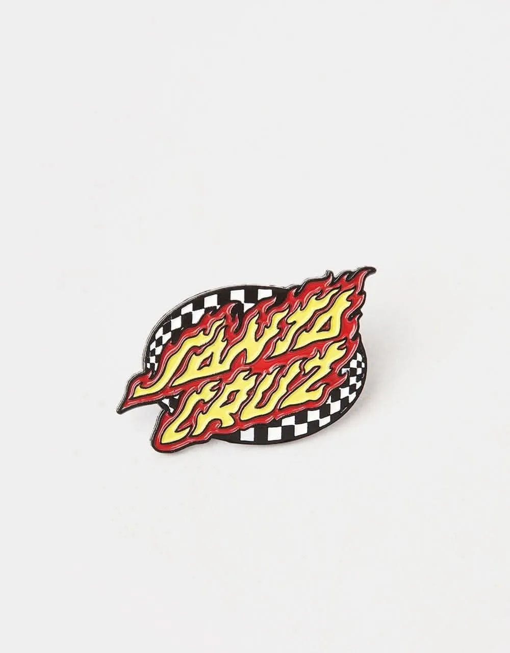 Santa Cruz Oval Check Flame Pin Badge - Multi