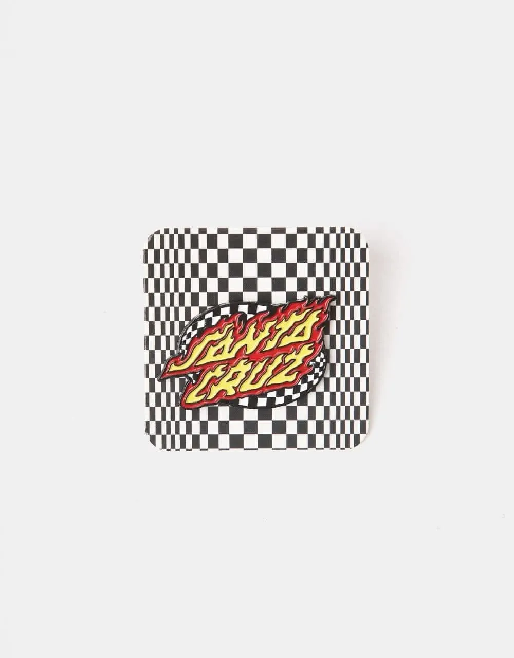 Santa Cruz Oval Check Flame Pin Badge - Multi