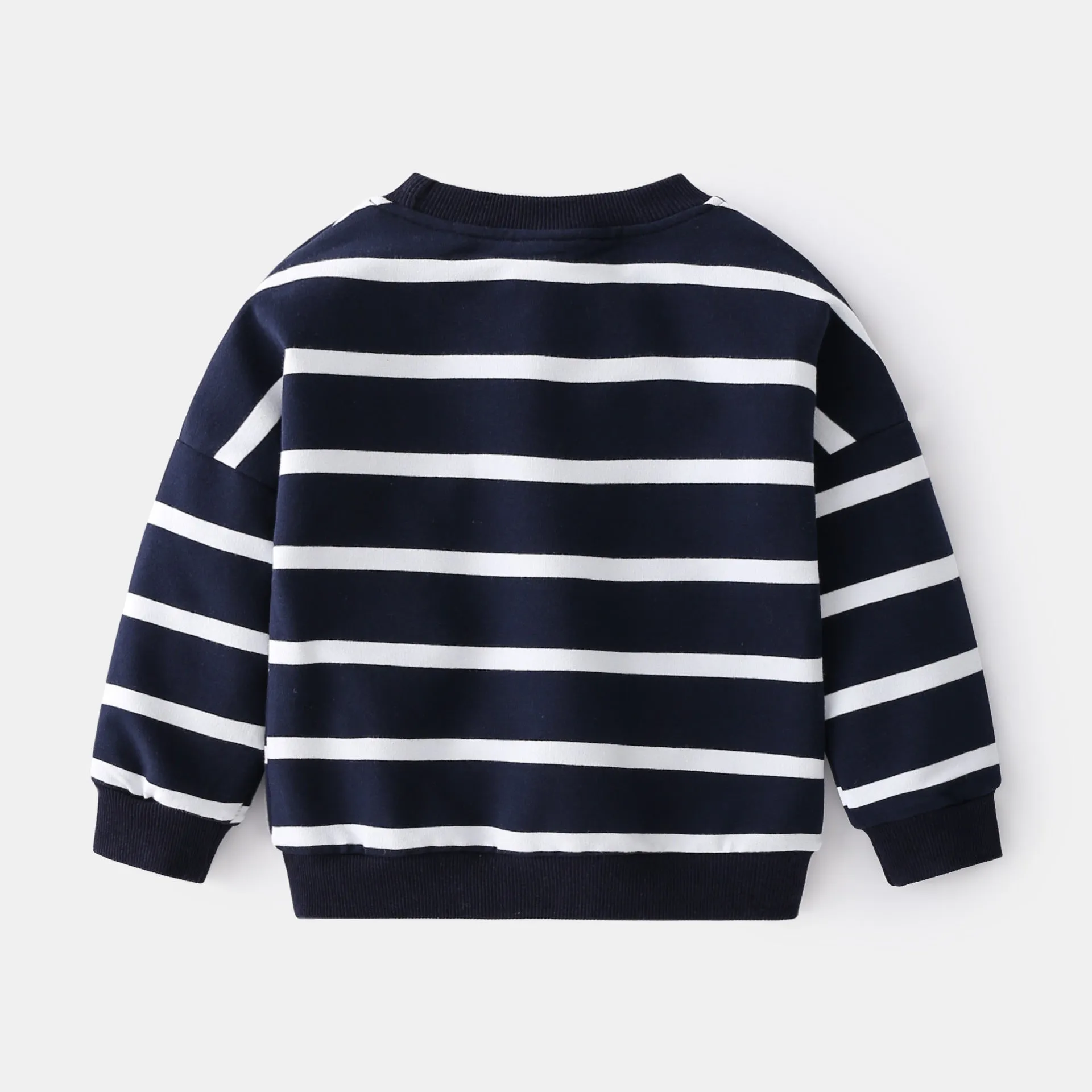 Spring Boys Striped Sweater Casual Loose Round Neck Pullover Sweater Cotton