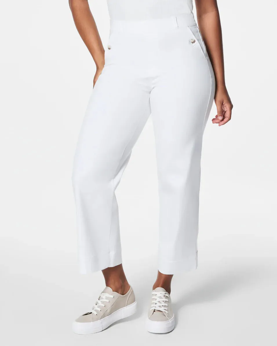 Stretch Twill Cropped Wide Leg (Bright White)