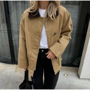 TAVIMART  -  Patchwork Contrast Women Jacket Single Breasted Lapel Female Jackets Autumn Winter Fashion Locomotive Lady Outwear