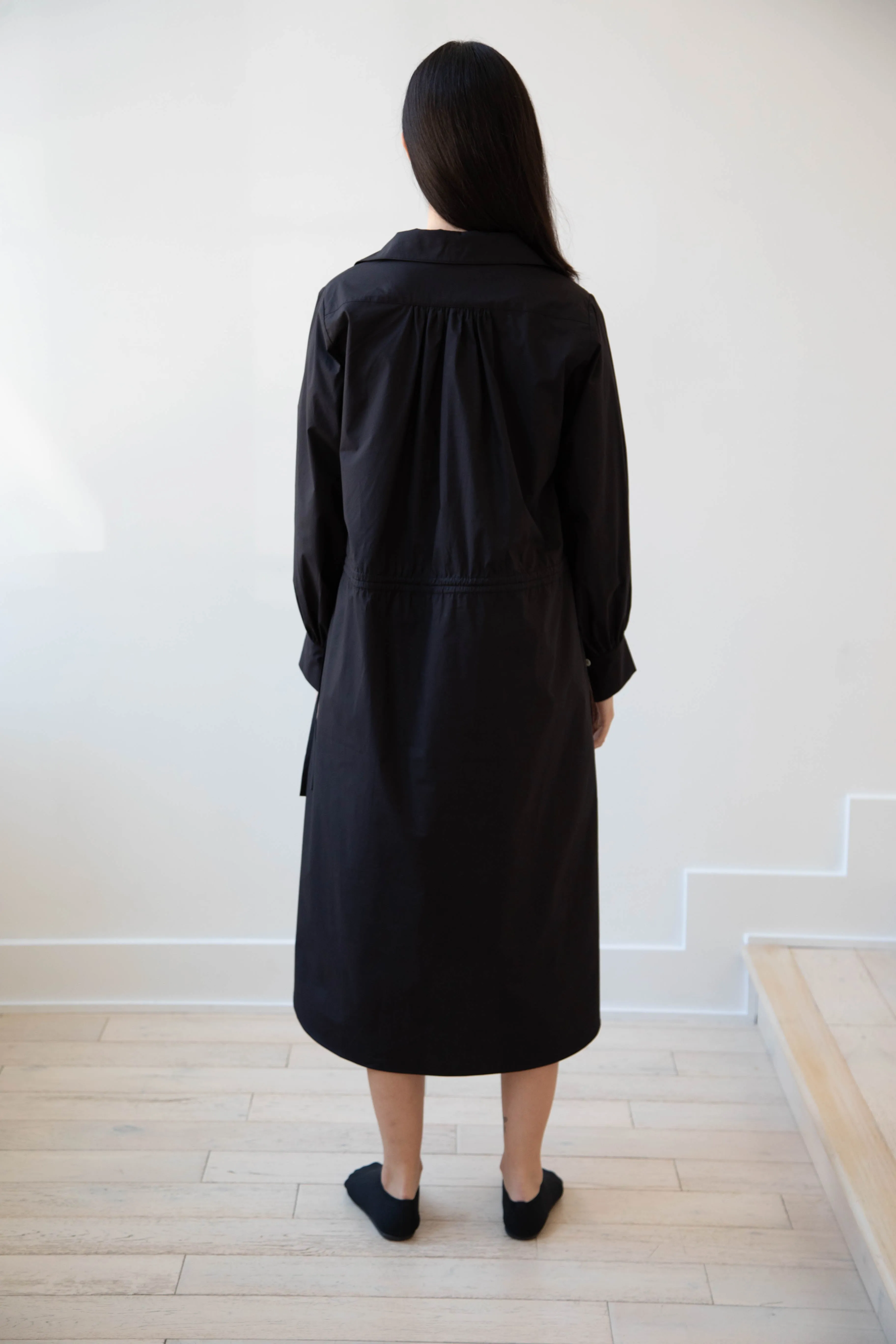 The Loom | Double Belt Dress in Black Cotton