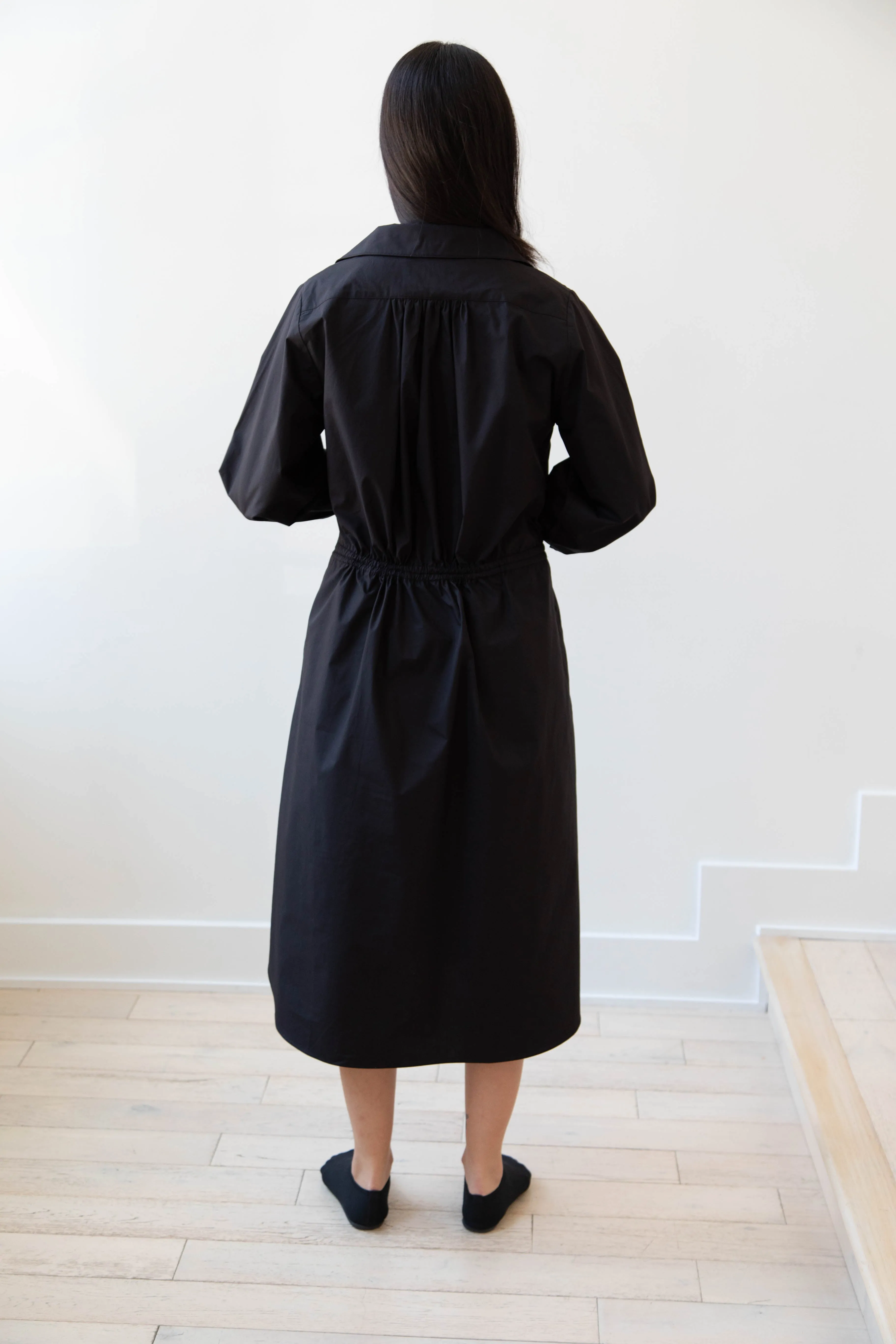 The Loom | Double Belt Dress in Black Cotton