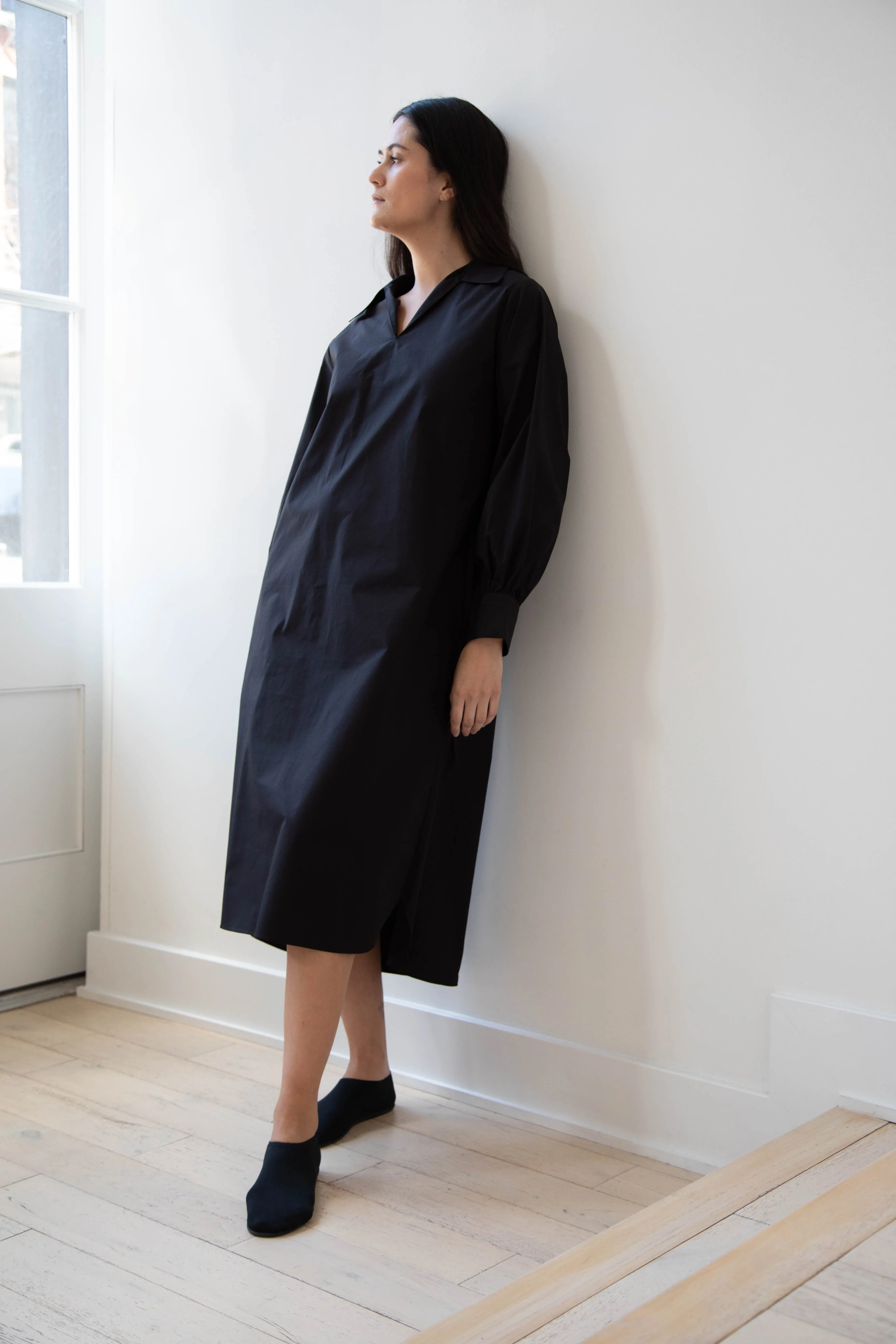 The Loom | Double Belt Dress in Black Cotton