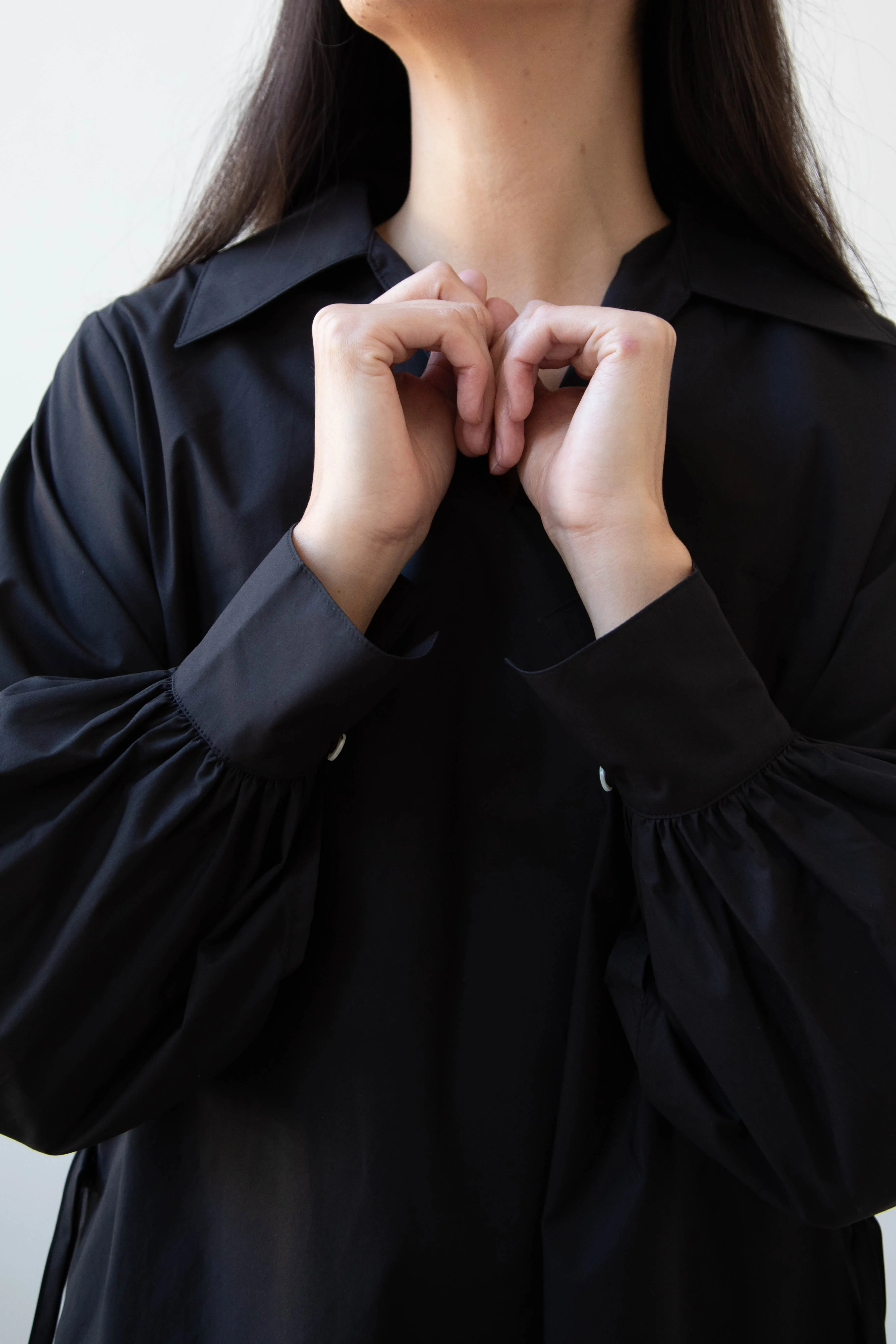 The Loom | Double Belt Dress in Black Cotton