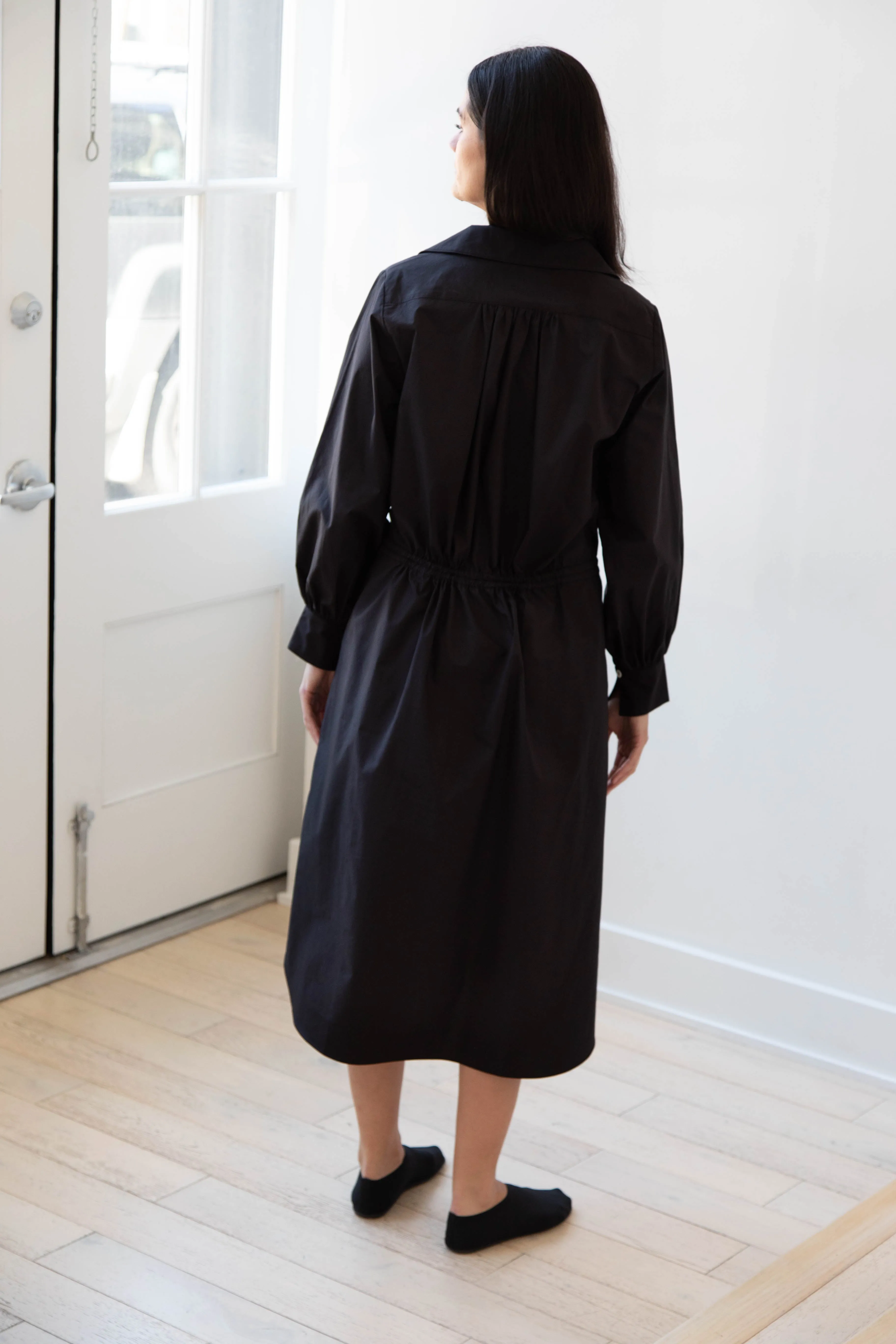 The Loom | Double Belt Dress in Black Cotton