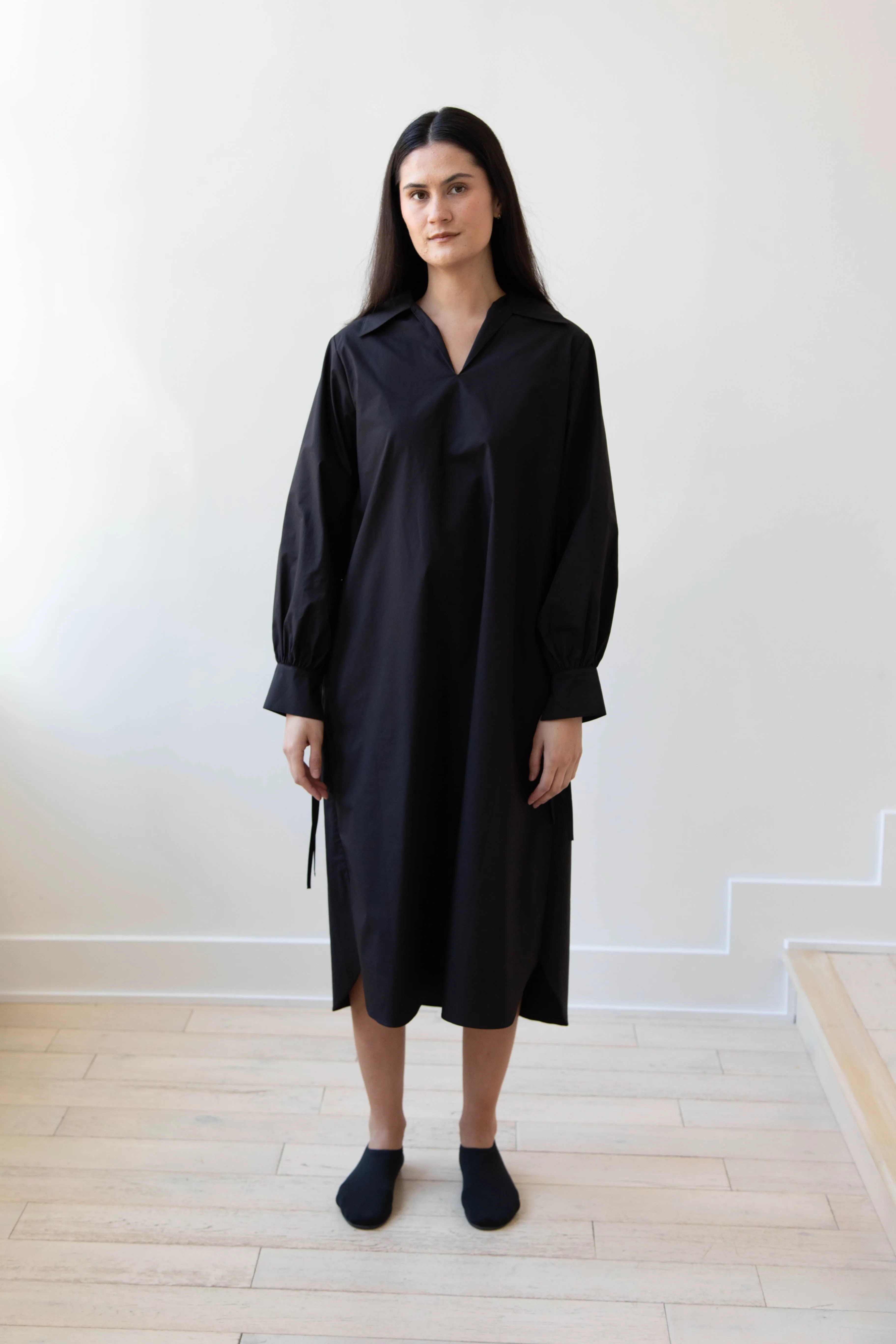 The Loom | Double Belt Dress in Black Cotton