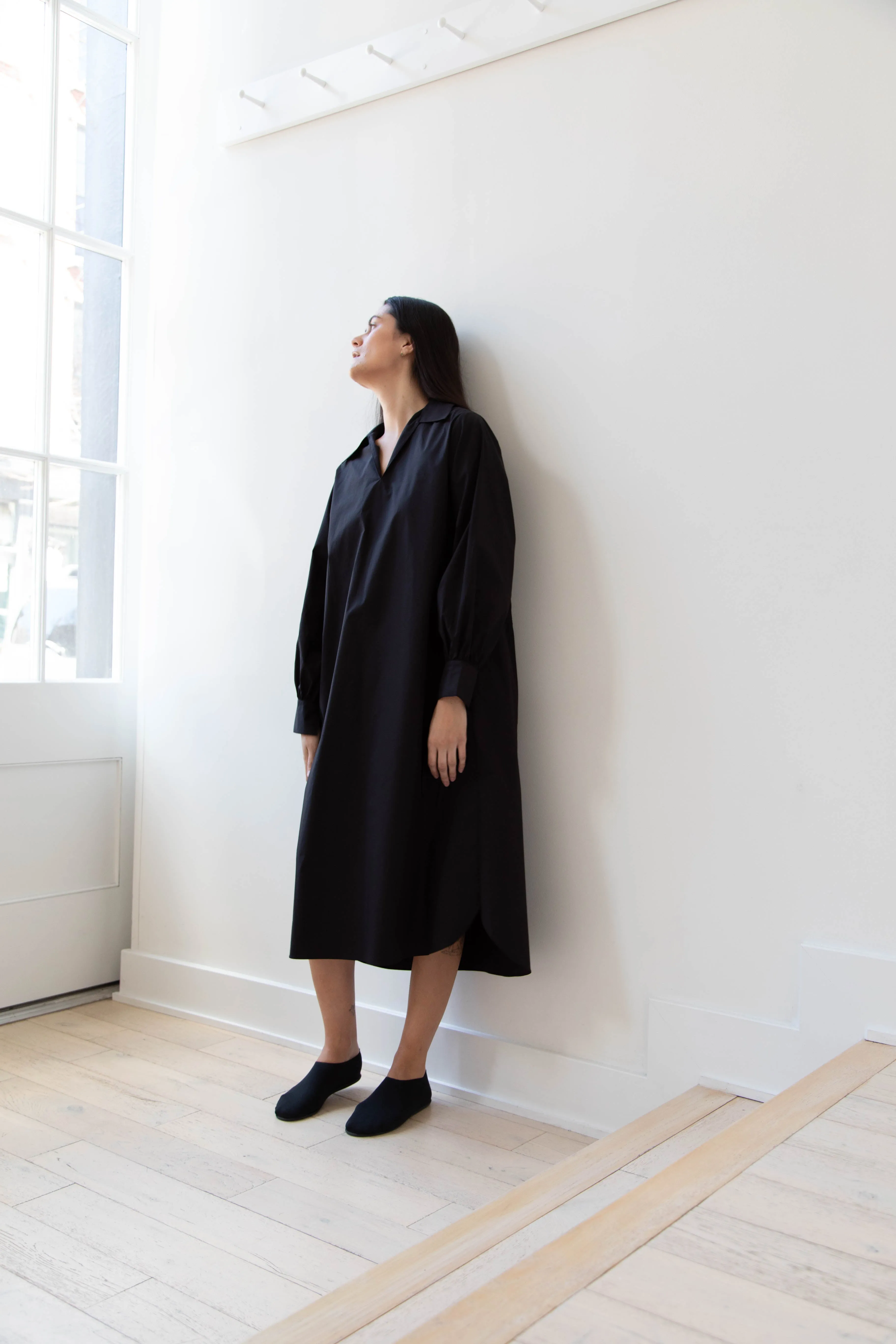 The Loom | Double Belt Dress in Black Cotton