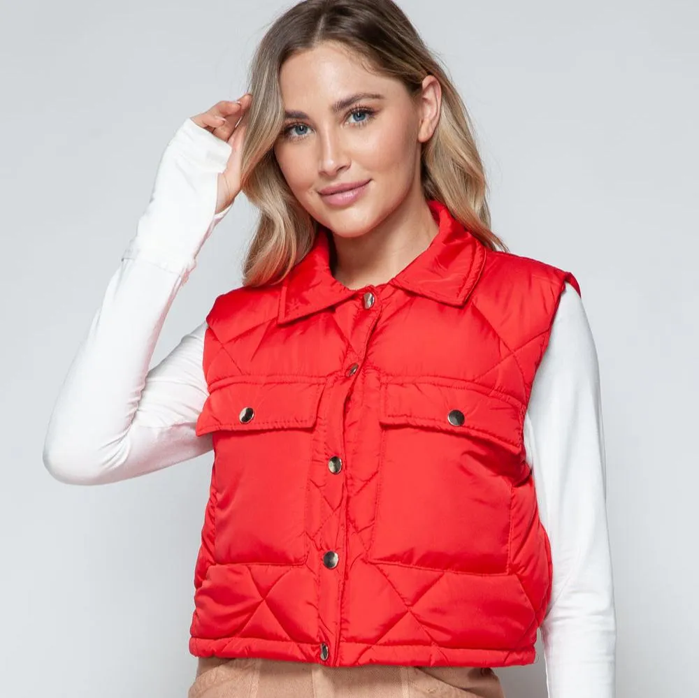 Victoria Snap Down Quilted Crop Vest