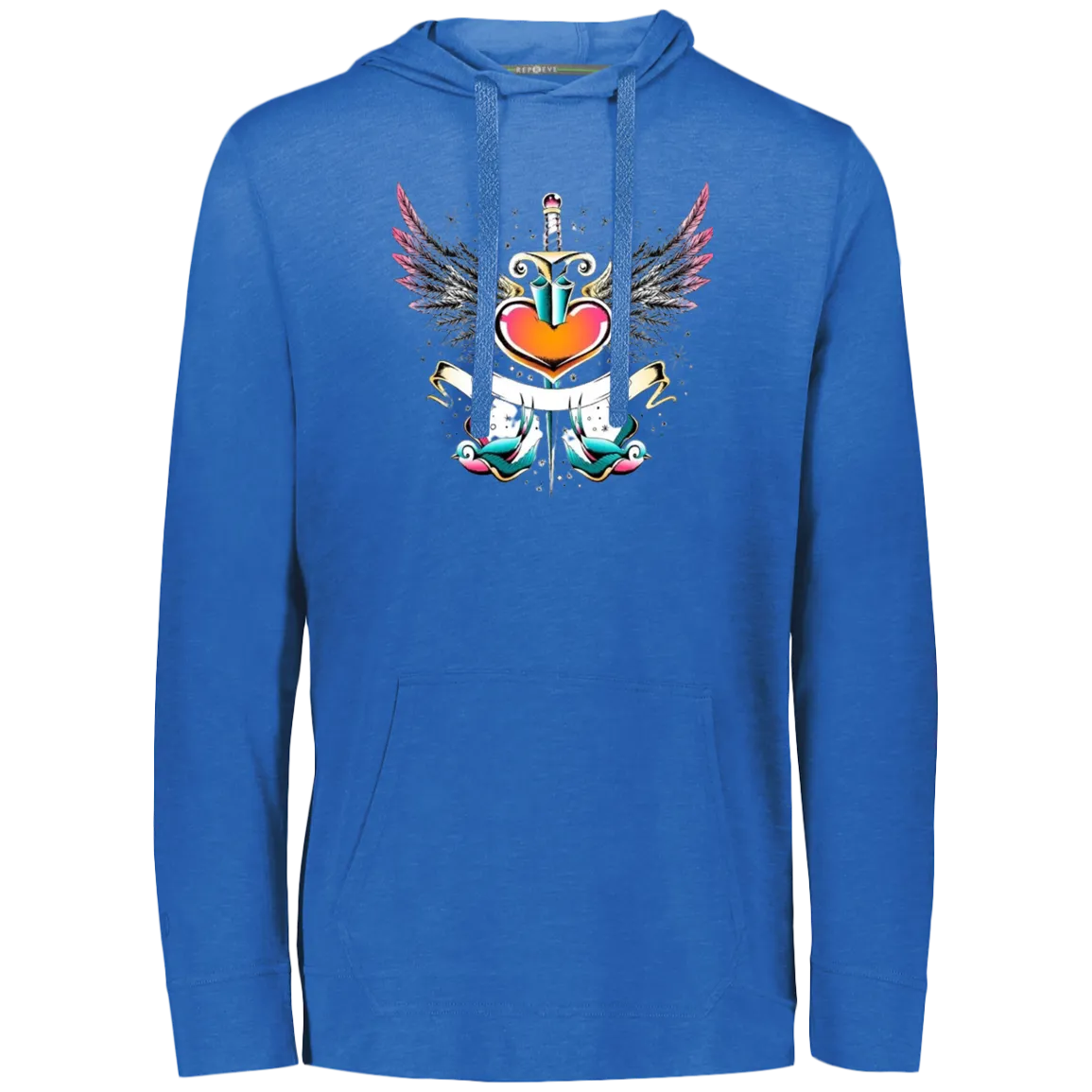 Vintage Heart and Swallow Banner Eco Triblend T-Shirt Hoodie