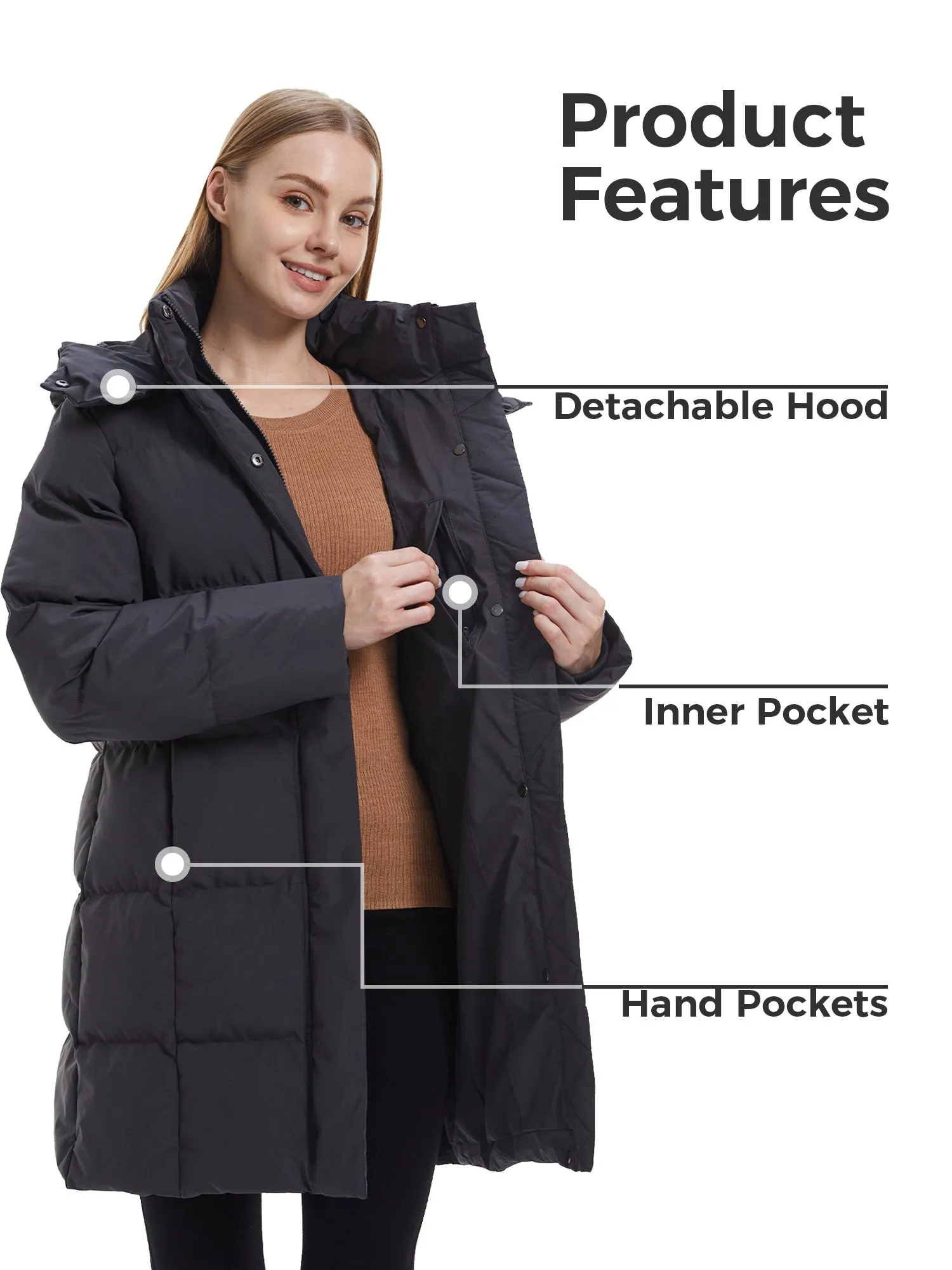 Wantdo Women's Hooded Puffer Jacket Warm Winter Coat Quilted Winter Outerwear