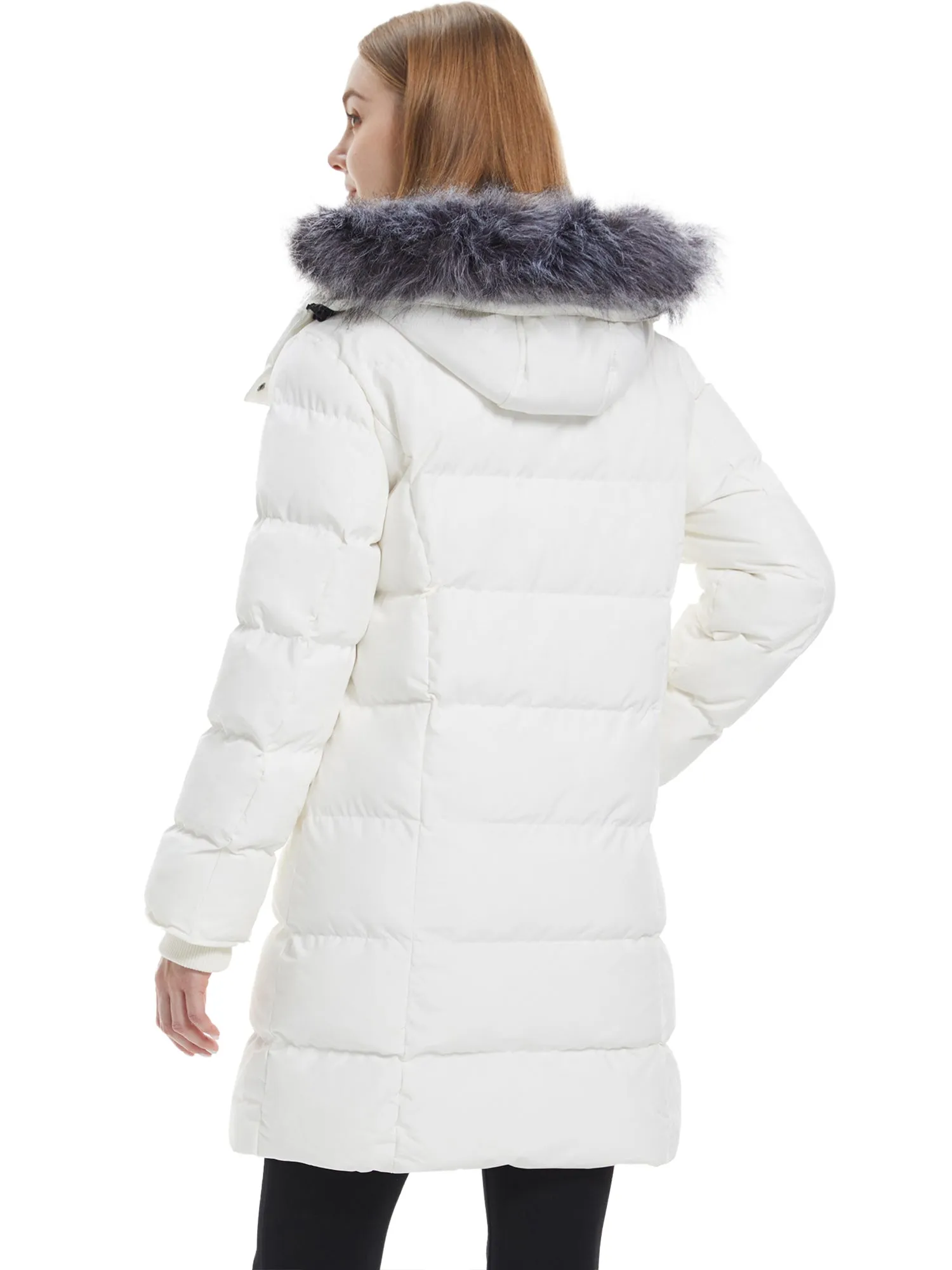 Wantdo Women's Long Puffer Jacket Quilted Winter Coat Thicken Hooded Parka Jacket