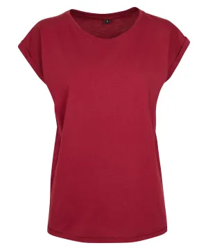 Womens extended shoulder tee | Burgundy