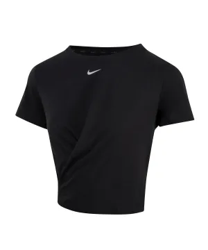 Womens Nike One Luxe Dri-FIT short sleeve standard twist top | Black/Reflective Silver