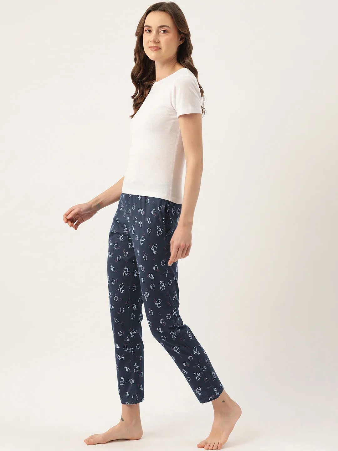 Women's Printed Cotton Navy Blue Lounge Pants | LDLW-2334-1 |