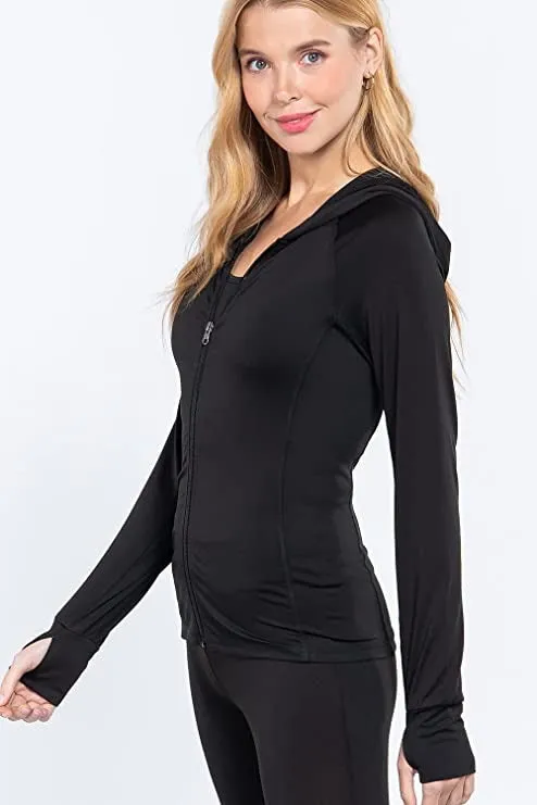 Women's Zip Up Long Sleeves Jogger Hoodie Workout Track Jacket