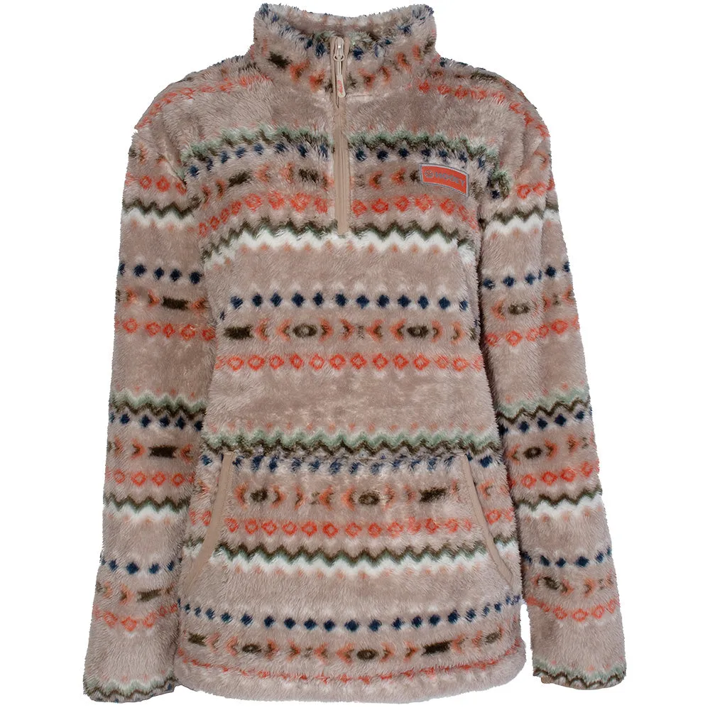 Youth "Girls Fleece Pullover" Cream/Aztec